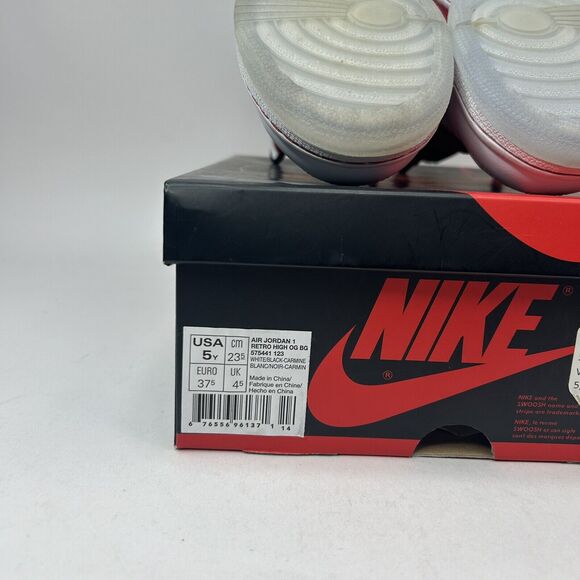 Nike Air Jordan Retro 1 High OG BG “Carmine/Red White” 2023 - Picture 8 of 8